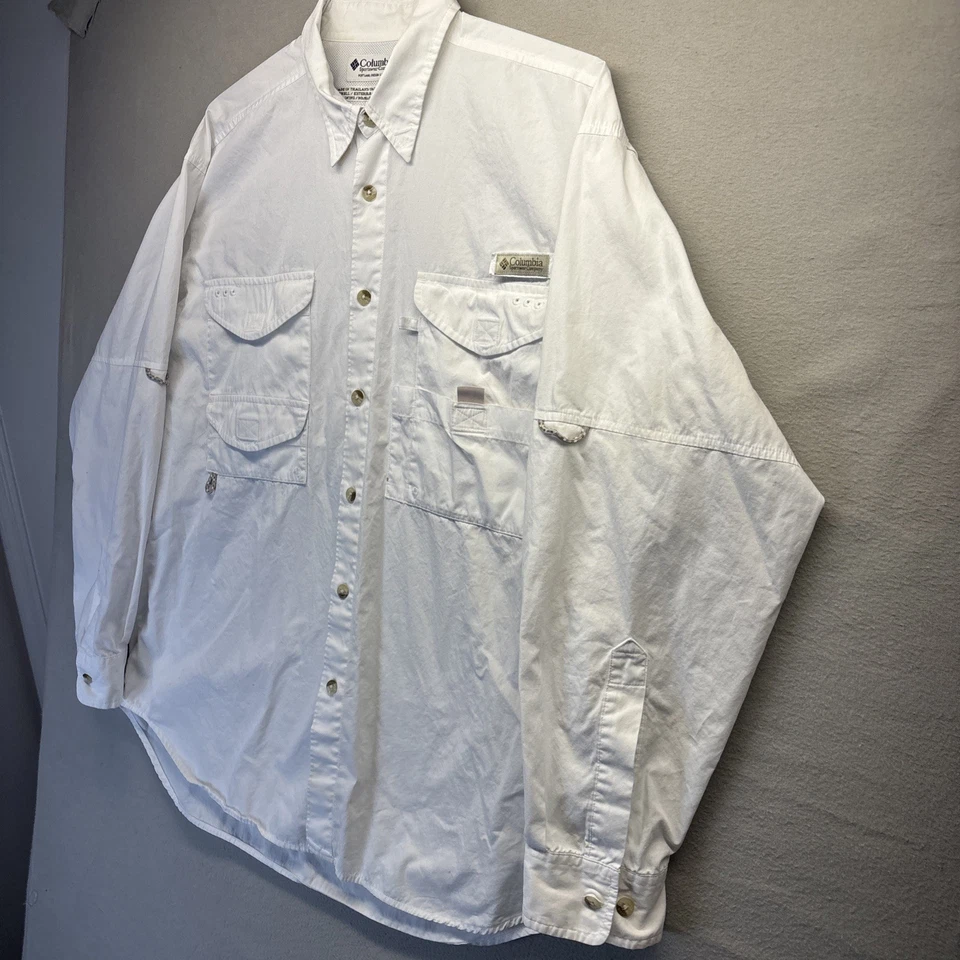 Camisa de pesca Columbia PFG para hombre mediana blanca ventilada ligera con botones Foto 4 de 4