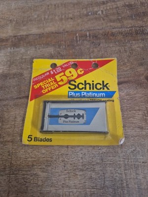 Schick Plus Platinum 5 Pack Double Edge Razor Blades Teflon Coated NOS