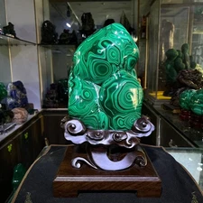 26.3LB TOP！ Natural malachite quartz crystal Mineral Specimen+stand