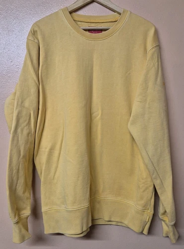 Sweat Supreme jaune logo manches brodées col rond taille XL