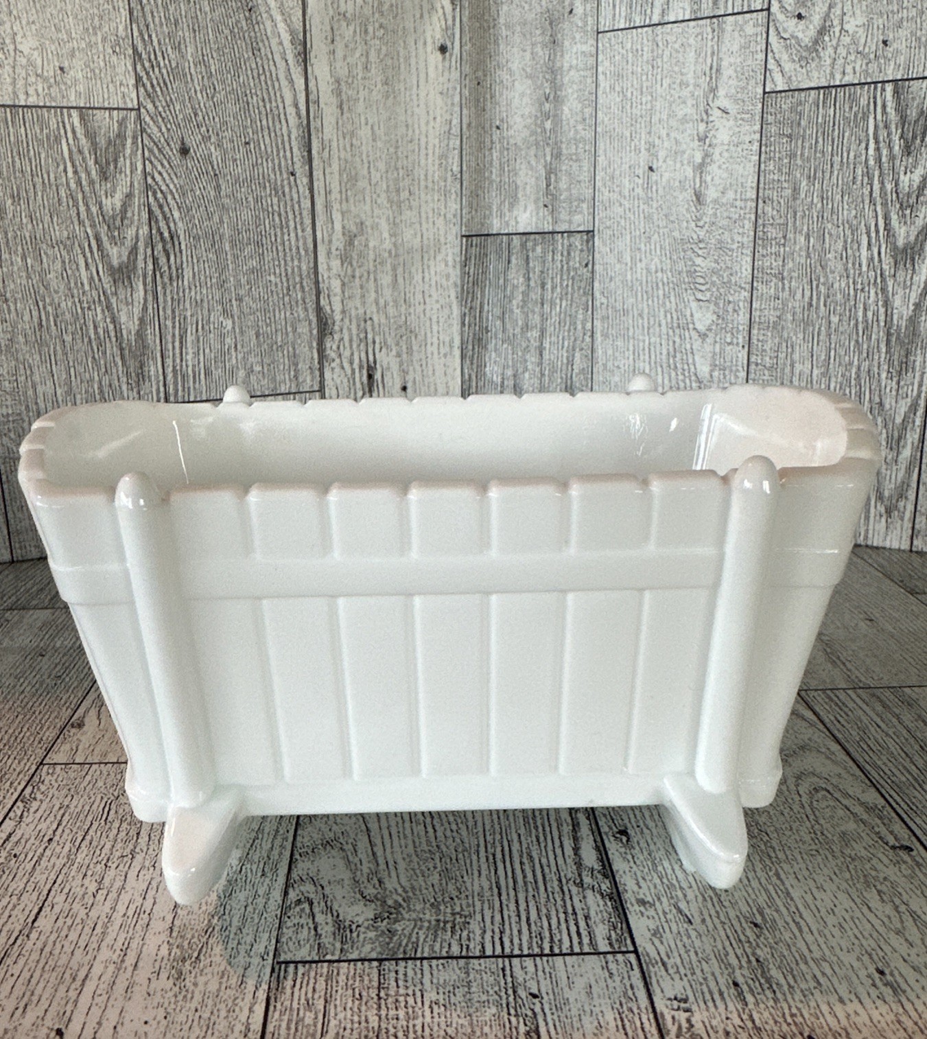 Vintage Indiana Glass White Milk Glass Baby Cradle Planter Bowl Dish