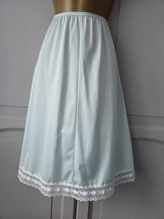 MEZZA SLIP DONNA VINTAGE ST MICHAEL TURCHESE CHIARO NYLON SETA TAGLIA 14 16
