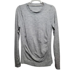 Athleta Gray Long Sleeve Breathable Back Side Cinch Active Top No Size Tag