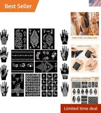 18 Sheets 97PCS Henna Tattoo Stencil Kit, Reusable Mehndi Templates