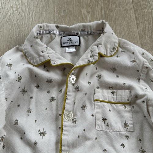 Petite Plume Kid's Flannel Pajama Set in Starry Night White Sz 8 - Picture 3 of 19