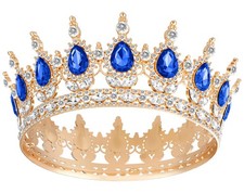 Papoopy Crown for Women, Queen Tiara Birthday Wedding Crown, Blue