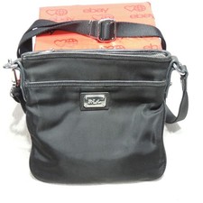 Ralph Lauren Womens Cross Body Bag Black Nylon Black Leather Trim Maroon Lining