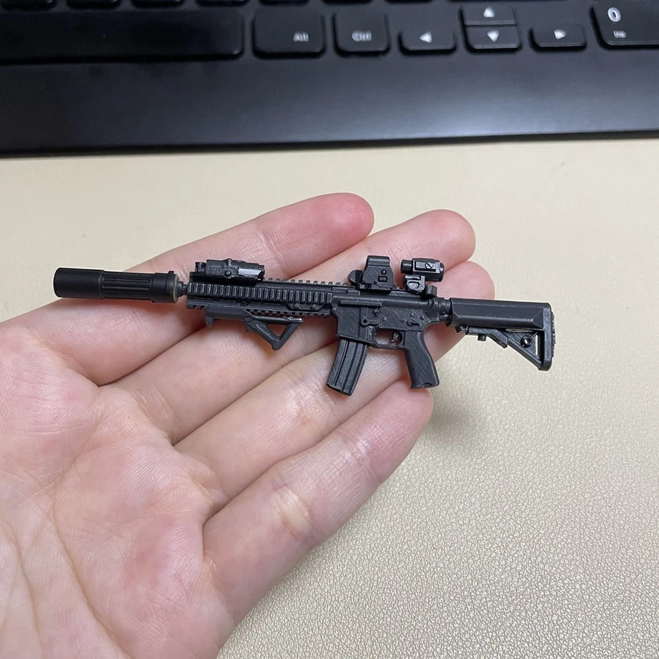 未上漆 1/12 比例黑色枪支武器模型适用于定制 6 英寸可动人偶装饰 — 第 2/4 张图片