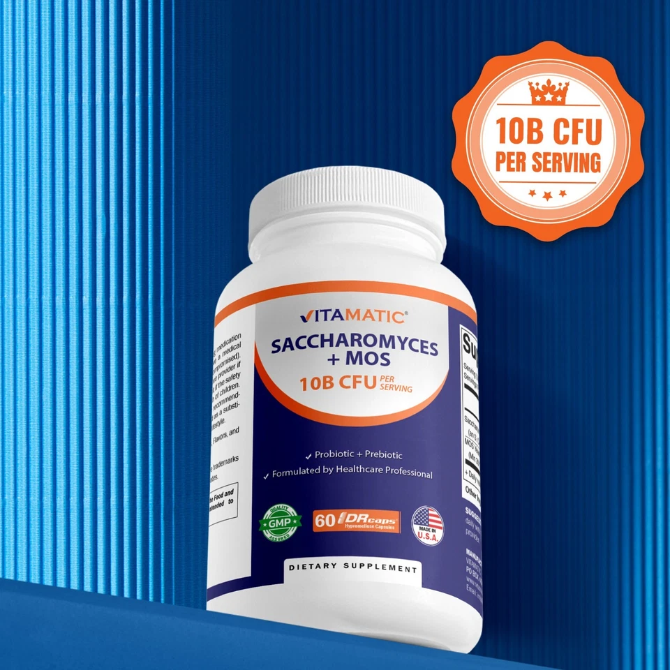Probiótico Vitamatic Saccharomyces Boulardii 10B por porción + MOS - 60 cápsulas DR. Foto 4 de 4