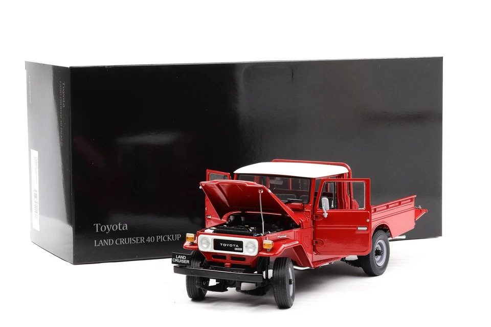 1:18 Kyosho Toyota Land Cruiser 40 Pickup Rosso 1980 Full Opening 08958R - Immagine 2 di 4