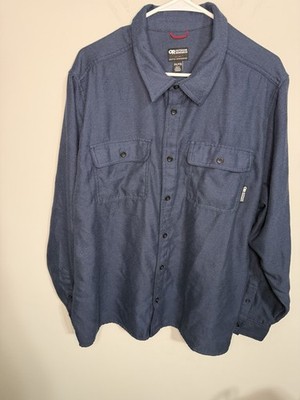 Men s Outdoor Research Navy Button-Up Long Sleeve Shirt XXL