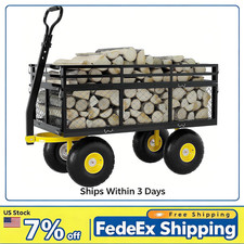 1400lbs 2-in-1 Utility Yard Cart Heavy Duty Garden Cart Wagon w/ Removable Side