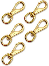 5 PCS 3-1/4 Inch Brass Clips Brass Swivel Snap Hook 3/4 Swivel Eye for Scuba