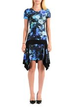 Just Cavalli Women's Multi-Color Floral Print Crewneck Stretch Fit & Flare Dress