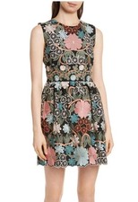 Floral Embroidery Knee Length Dress Red Va Lentino Size44