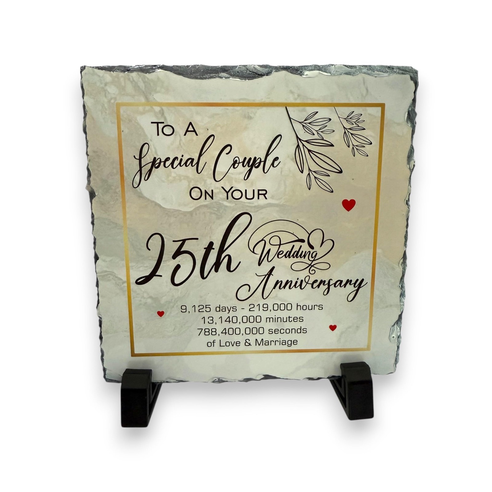 25th Wedding Anniversary Slate for a Special Couple – Handcrafted Black