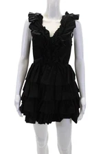 Love The Label Womens Sleeveless V Neck Ruffled Tiered Dress Black Size Small