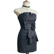 Vintage F21 Black Strapless Cocktail Mini Dress Large Sexy Party NYE Birthday