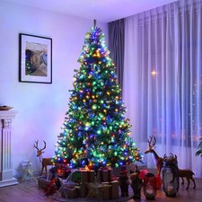8Ft Pre-Lit Artificial Christmas Tree Premium Hinged w/ 750 LED Lights  Stand