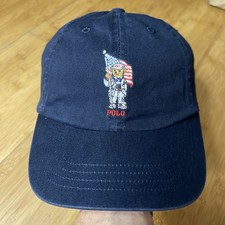 YOUTH 4-7 Polo Ralph Lauren x Team USA Navy Bear Flag Buckle Strap Hat Cap NICE