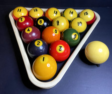 Vintage Replacement Billiard Pool Balls 2.25" Collectable w/Stand