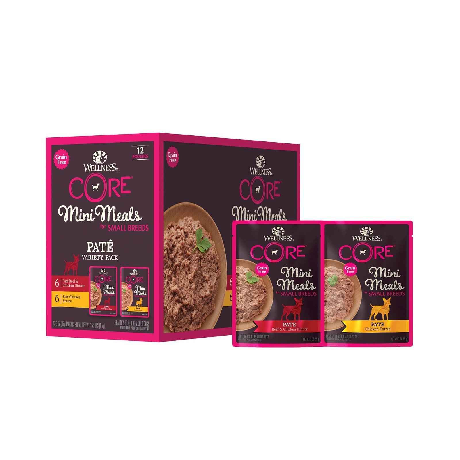 CORE Natural Grain Free Small Breed Mini Meals Pate Variety Pack, 3-Ounce (Pa...