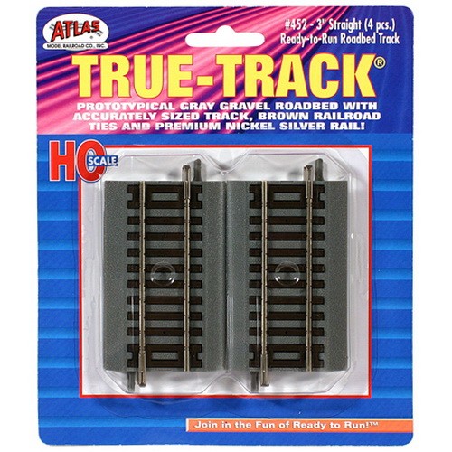 Atlas 0452 HO Código 83 Níquel Plata 3" Secciones Rectas True-Track (4) (10) | Condition: New