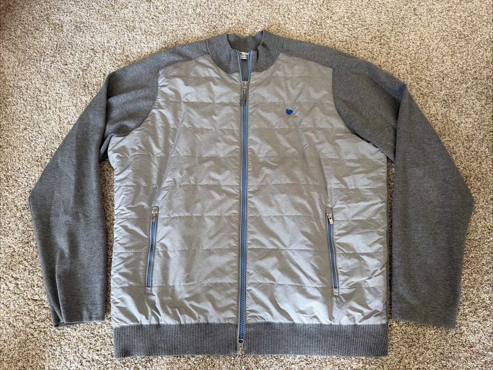 Peter Millar Crown Comfort Hybrid Full Zip Quilted Knit Jacket Gray XL - product detail image 1