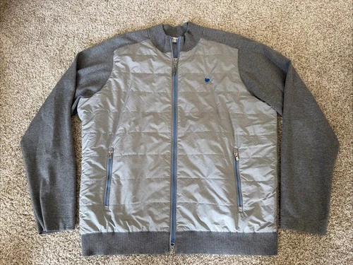Peter Millar Crown Comfort Hybrid Full Zip Quilted Knit Jacket Gray XL video thumbnail
