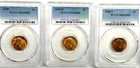 1945-P,D,S Lincoln Wheat CentS MS65 RED PCGS. Lot of 3.