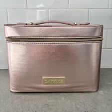 Lanc me limited-edition holiday beauty box train case in a metallic rose gold