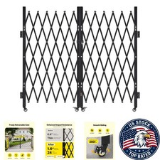 Heavy-Duty Lockable Scissor Folding Gate with Swivel Casters - 126''W x 63''H
