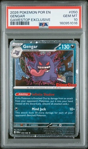 2026 POKEMON POR EN-PERFECT ORDER GAMESTOP EXCLUSIVE #050 GENGAR PSA 10