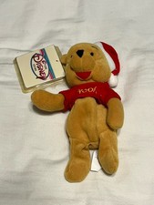 Vintage 90's Disney Store Winnie The Pooh Santa Pooh 8" Mini Bean Bag Plush NWT