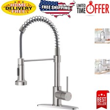 Stainless Steel Kitchen Faucet with 360  Swivel Pulldown Sprayer - Easy Install