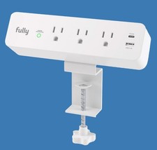 Clamp Mount Power Strip w/ 3 Outlets, USB-A, USB-C Ports, Surge by Fully, NIB