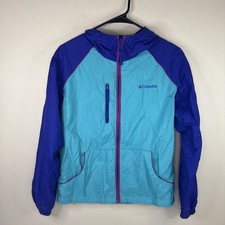 Youth Columbia Hooded Windbreaker Teal Purple Size 14/16