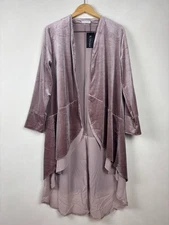 R. Vivimos Women's Dusty Purple Velvet Long Cardigan XL Boho Witchy Stevie Nicks