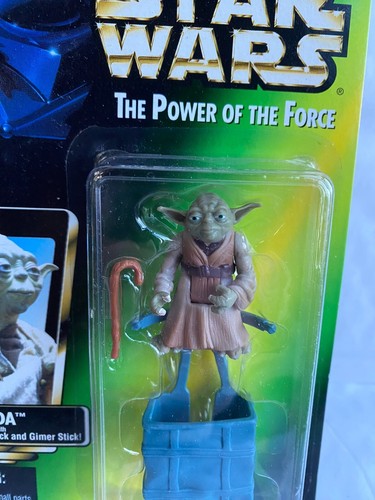 Star Wars Power Of The Force Yoda W/ Mochila Kenner Figura de Acción Verde Card - Imagen 2 de 4