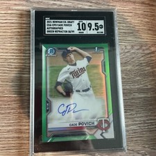CADE POVICH  2021 Bowman Draft Green Refractor /99 Autographed SGC 9.5 Orioles