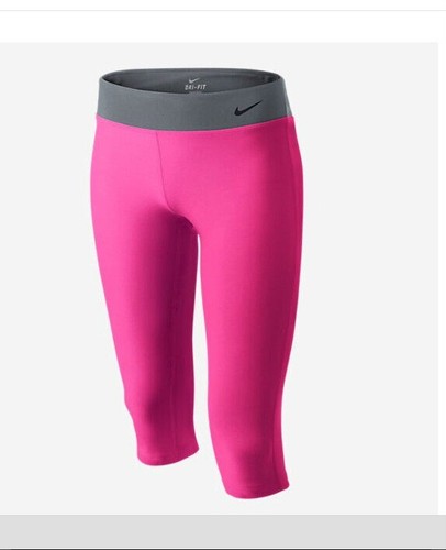 New NIKE LEGEND Tight Fit Girl's Small Capris Leggings 522087 Pink & Grey NWT - Picture 2 of 12