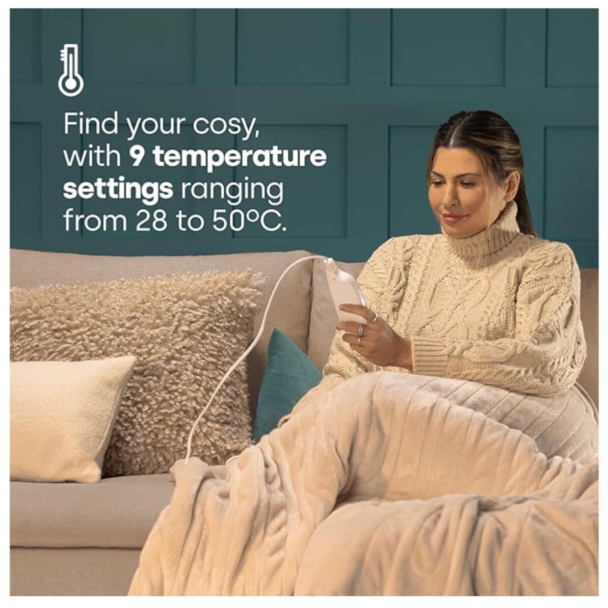 LIVIVO LUXURIOUS ELECTRIC HEATED THROW SOFT FLEECE BEIGE BLANKET eBay