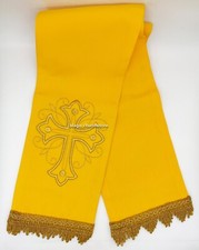 Orthodox Embroidered Bookmark for Gospel with Cross Yellow Gabardine
