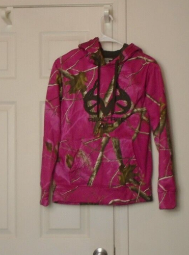 Mossy Oak Womens Hoodie Real Tree Camo with Pink Hooded Kids Size med 8/10 - Picture 1 of 2