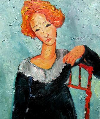 Amedeo Modigliani Woman with Red Hair Repro, Hand Painted Oil