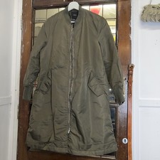 Forever 21 Long Green Bomber Coat Size Small