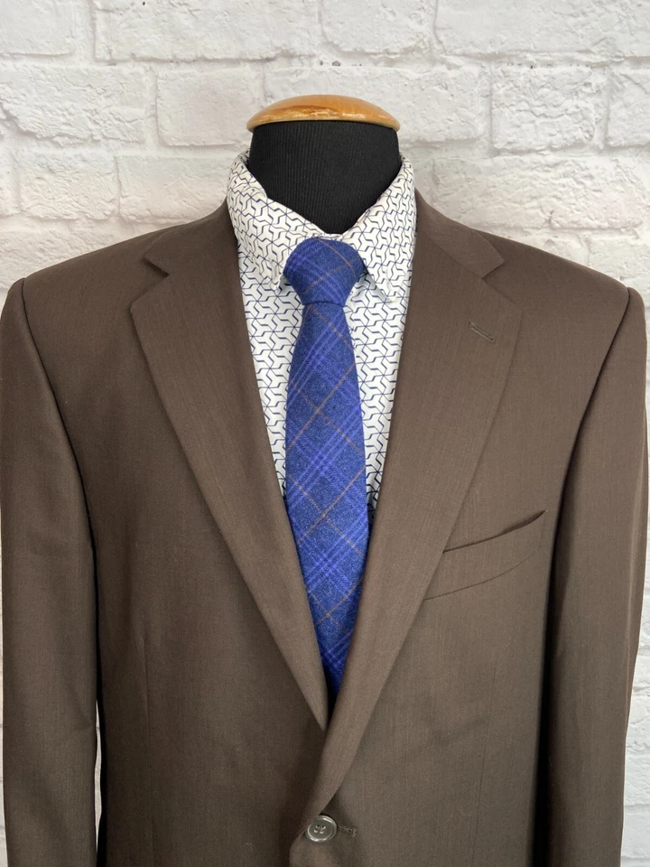 Traje Emanuel Ungaro Para Hombres Marrón Lana CLÁSICO AJUSTE Plisado 2 Piezas 42R Chaqueta 36W Pantalón Foto 3 de 4