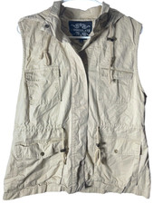 Chocolate Womens Sleeveless Snap Button Up Tan Jacket, Size Medium (m)