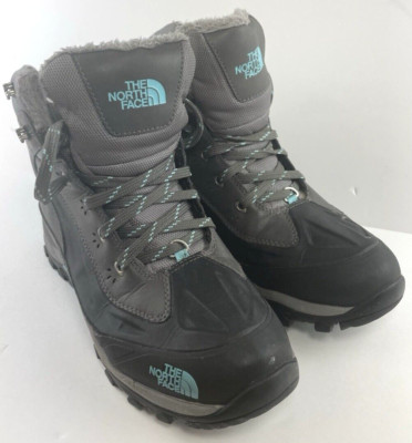 Womens Hiking Boots NORTH FACE CORE-TEX Grey Faux Fur Women's Size 8 EXC