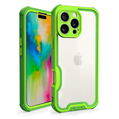 For iPhone 16 Pro Max 15 14 13 12 11 Shockproof Rubber Case Clear PC Back Cover